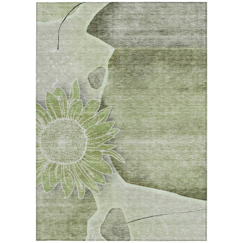 HomeRoots Floral Transitional Rectangle Outdoor Rug