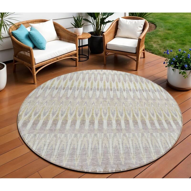 HomeRoots Southwestern Transitional Rectangle Outdoor Rug - 8' Round