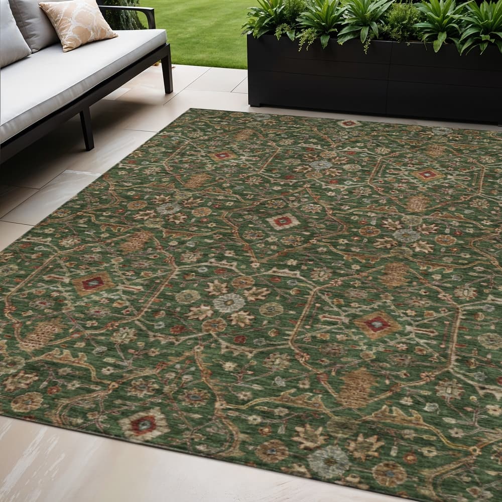 HomeRoots Floral Transitional Rectangle Outdoor Rug