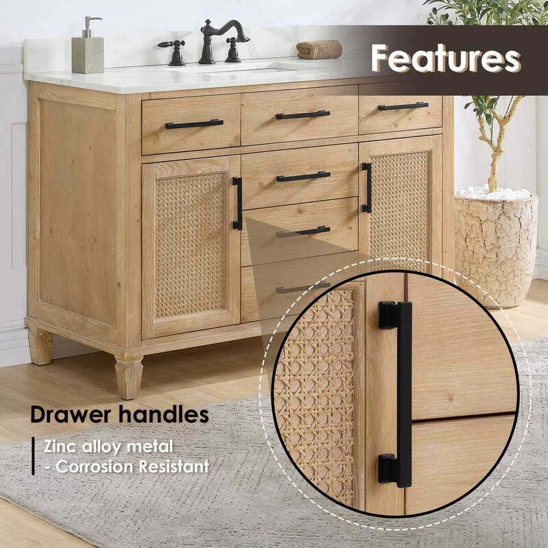 Altair Solana Bath Vanity with Calacatta White Quartz Stone Countertop with Mirror