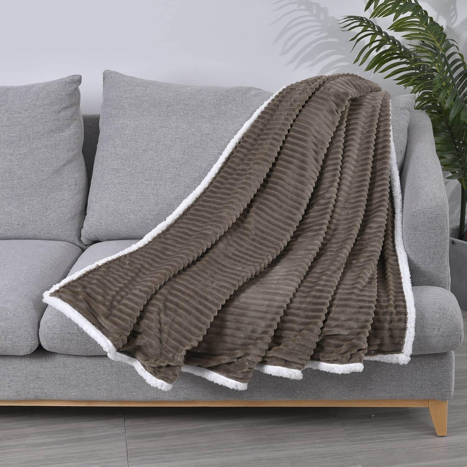 HOMESMART Ribbed Ultra Soft Flannel to Sherpa Throw Mothers Day Gifts Bed Bath Beyond 39068594
