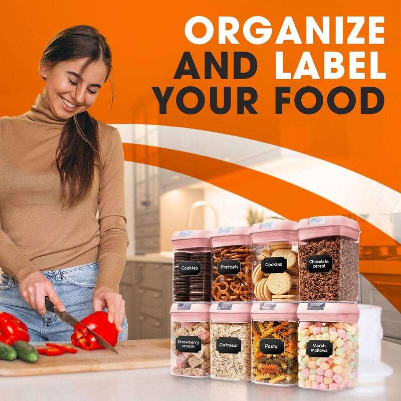 Cheer Collection Set of 8 Uniform Size Airtight Food Storage Containers