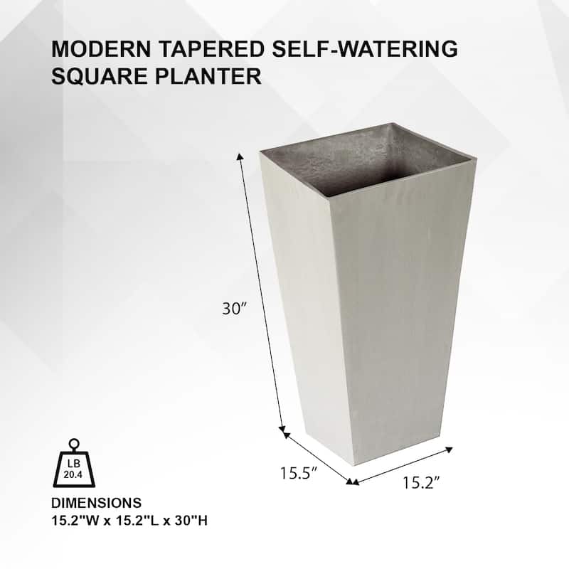 XBrand Modern Square Tapered Planter – 28" or 30" Tall, Indoor & Outdoor Use