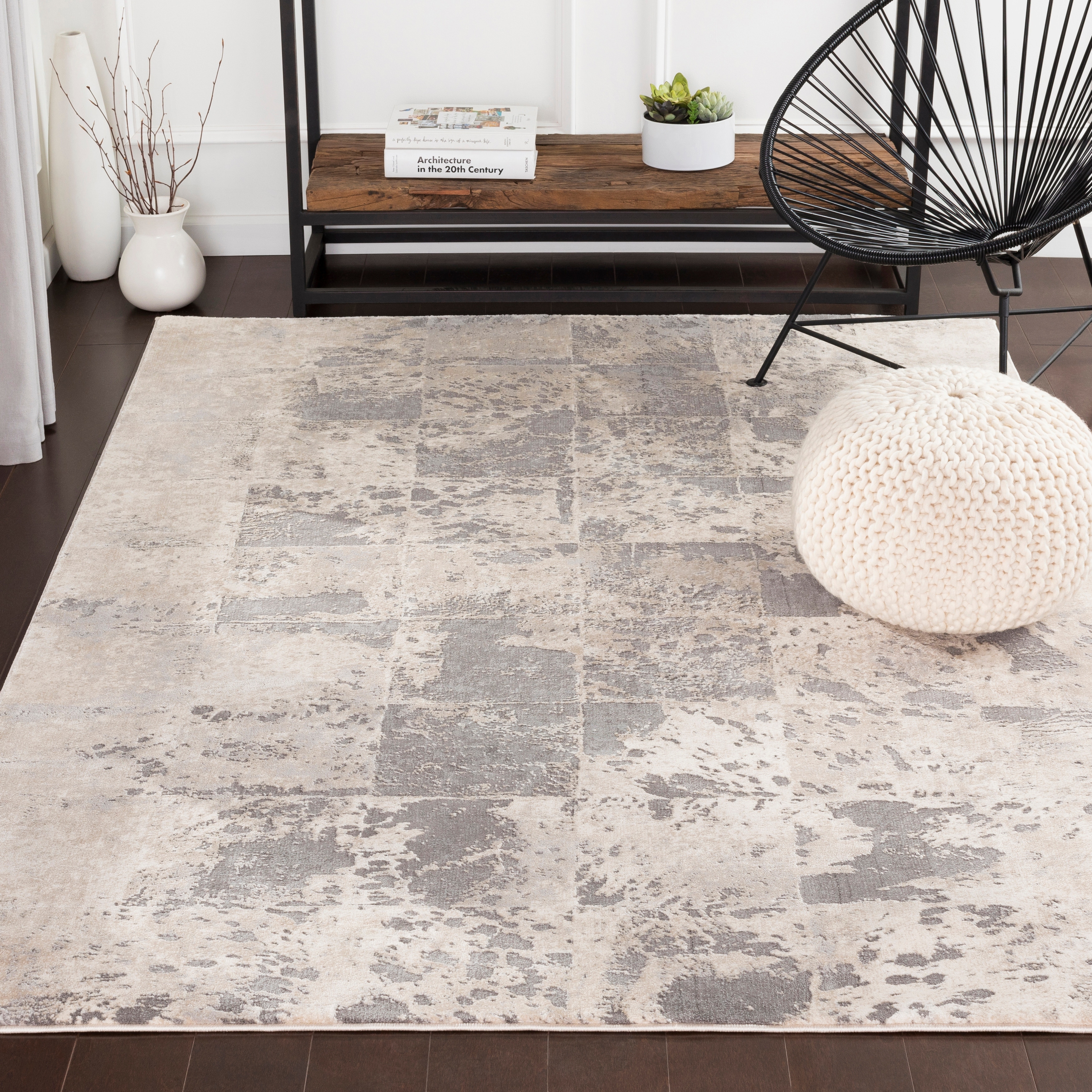 Livabliss Lhamo Contemporary Block Area Rug