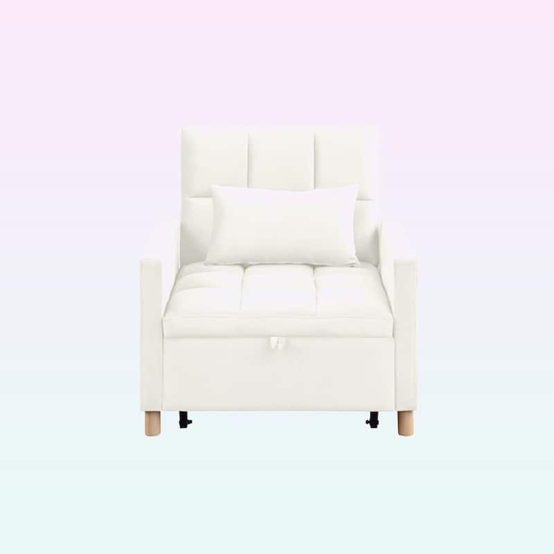 Modern Convertible Sleeper Sofa Chair Bed with Pillow