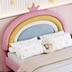 preview thumbnail 4 of 23, Full Size Velvet Platform Bed with Colorful Rainbow Headboard and 2 Storage Drawers, Upholstered Princess-Style Frame