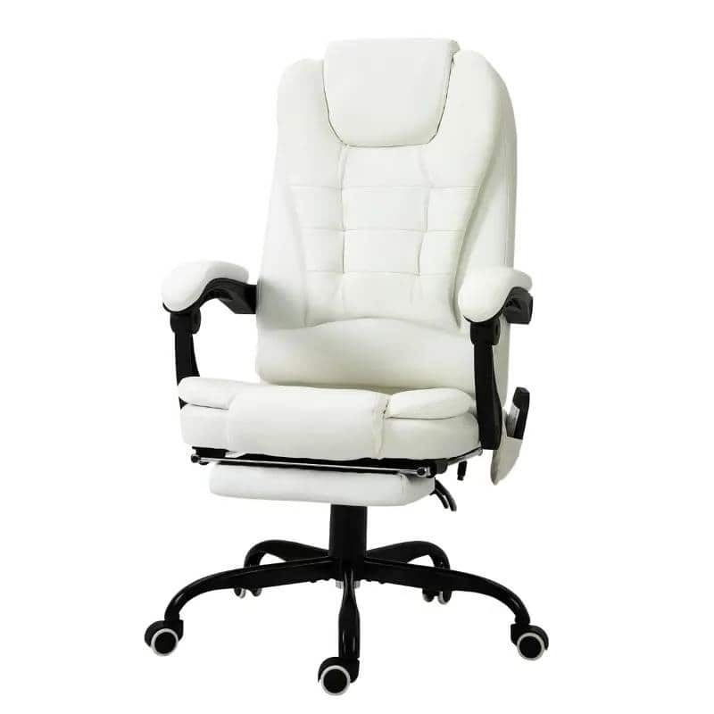 7 Mode Vibrating High Back Executive Massage Adjustable Office Chair - 26.5" W x 31" D x 43.75"-47.75" - White