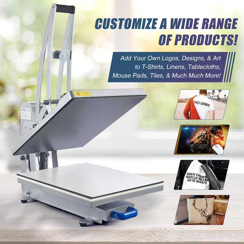 Creworks Semi Auto Clamshell Heat Press Machine with 16 x 20 Heat Pad Slide Out Base 1600-Watt - 30.71" x 21.65"