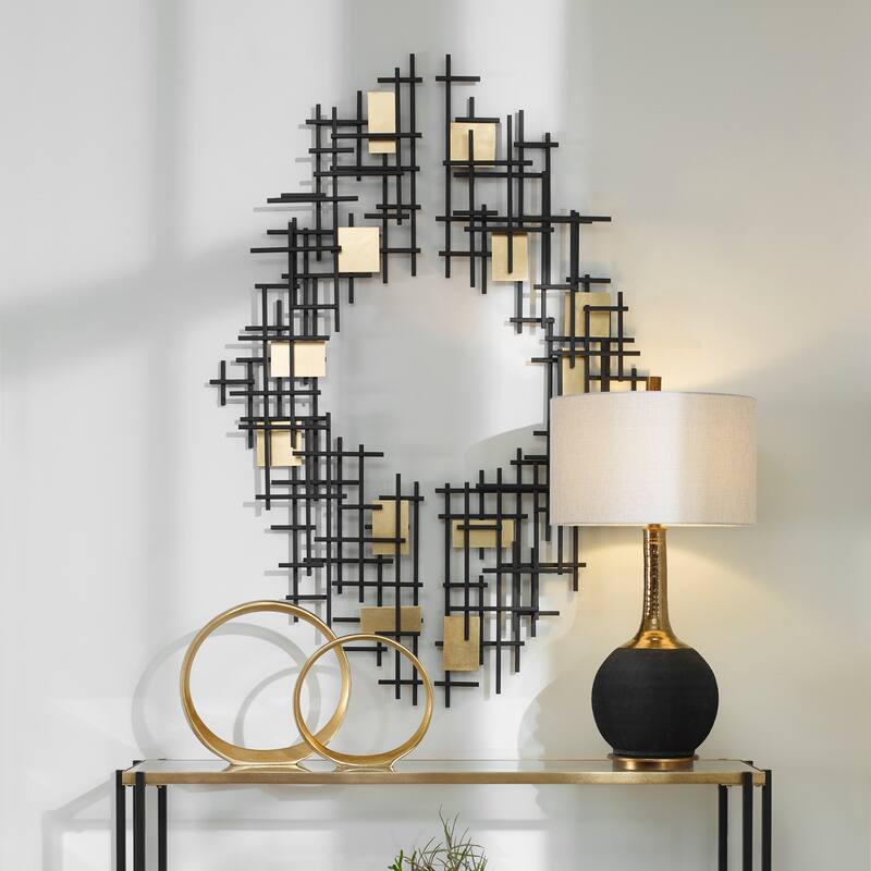 Uttermost Reflection Metal Grid Wall Decors (Set of 2) - 57.5 x 18.75 x 2.38