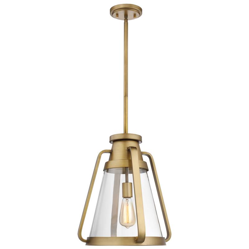 Everett 1 Light 14 Inch Pendant Natural Brass with Clear Glass - Natural Brass