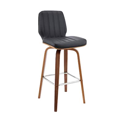 Faux Leather Swivel Bar Chair with Iron Frame and Round Seat