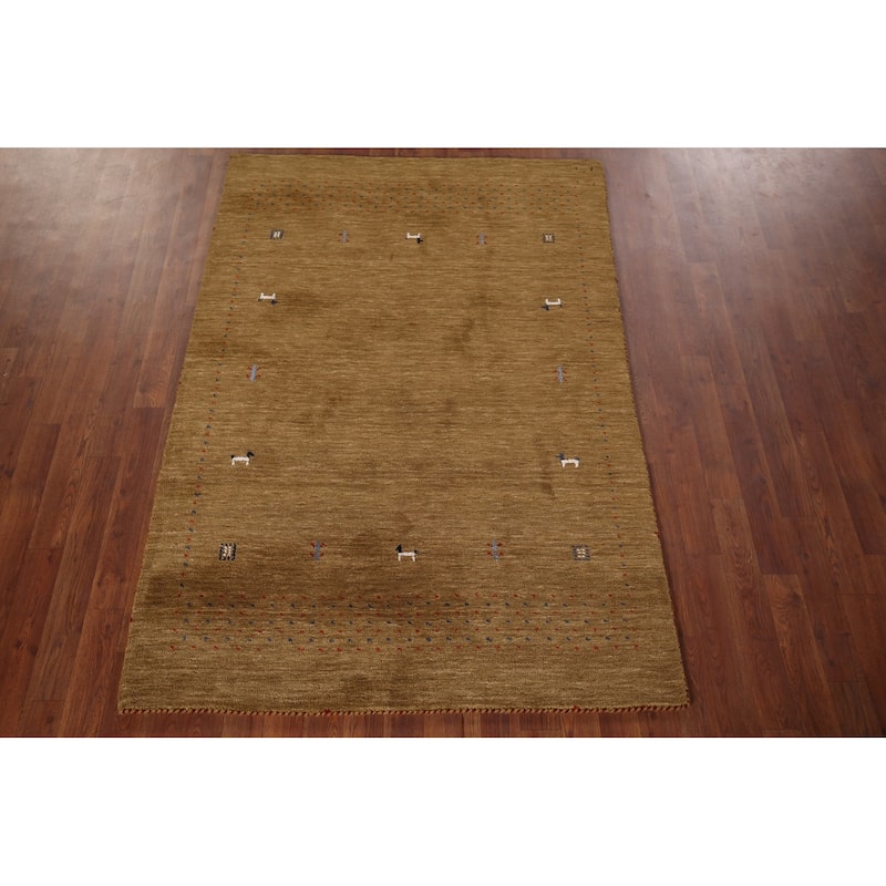 Little Animals Design Gabbeh Accent Rug Hand-Knotted Wool Carpet - 3'11"x 5'10"