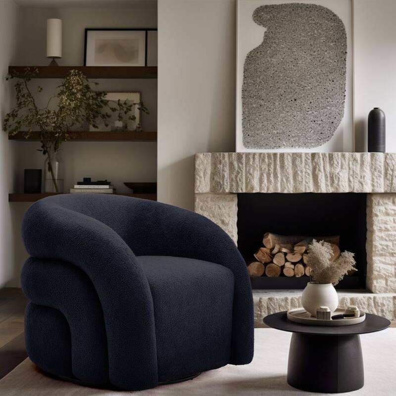 Upholstered Boucle Swivel Accent Chair