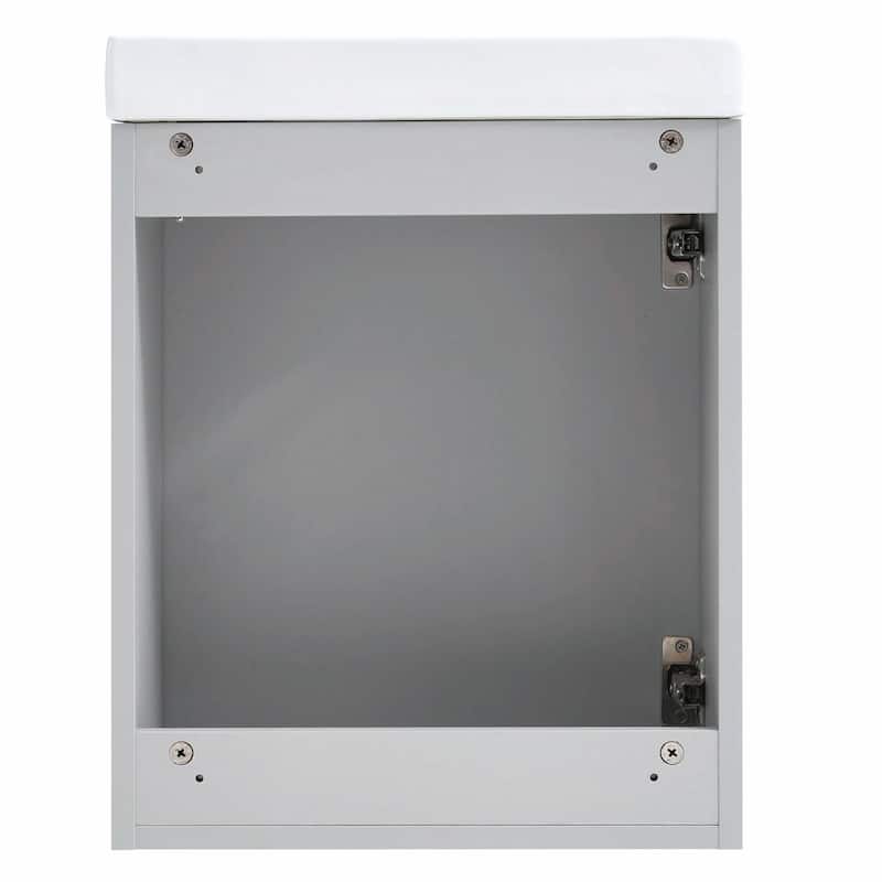 16" Wall-Mounted Bathroom Vanity Combo Cabinet with Ceramic Basin