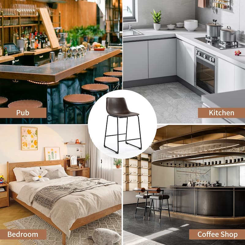 Carbon Loft Richard Faux Leather and Iron Counter Stool (Set of 2)