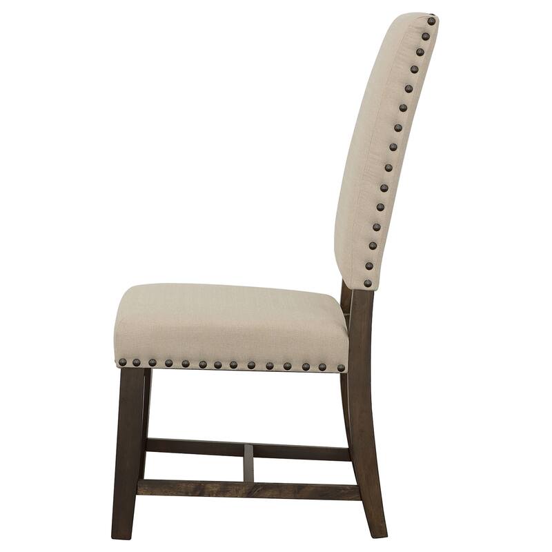 2pc Upholstered Dining Side Chair With Nailhead Accents