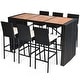 preview thumbnail 1 of 4, 7 PCS Outdoor Dining Set Patio Wicker Bar Table Set with Cushions Black