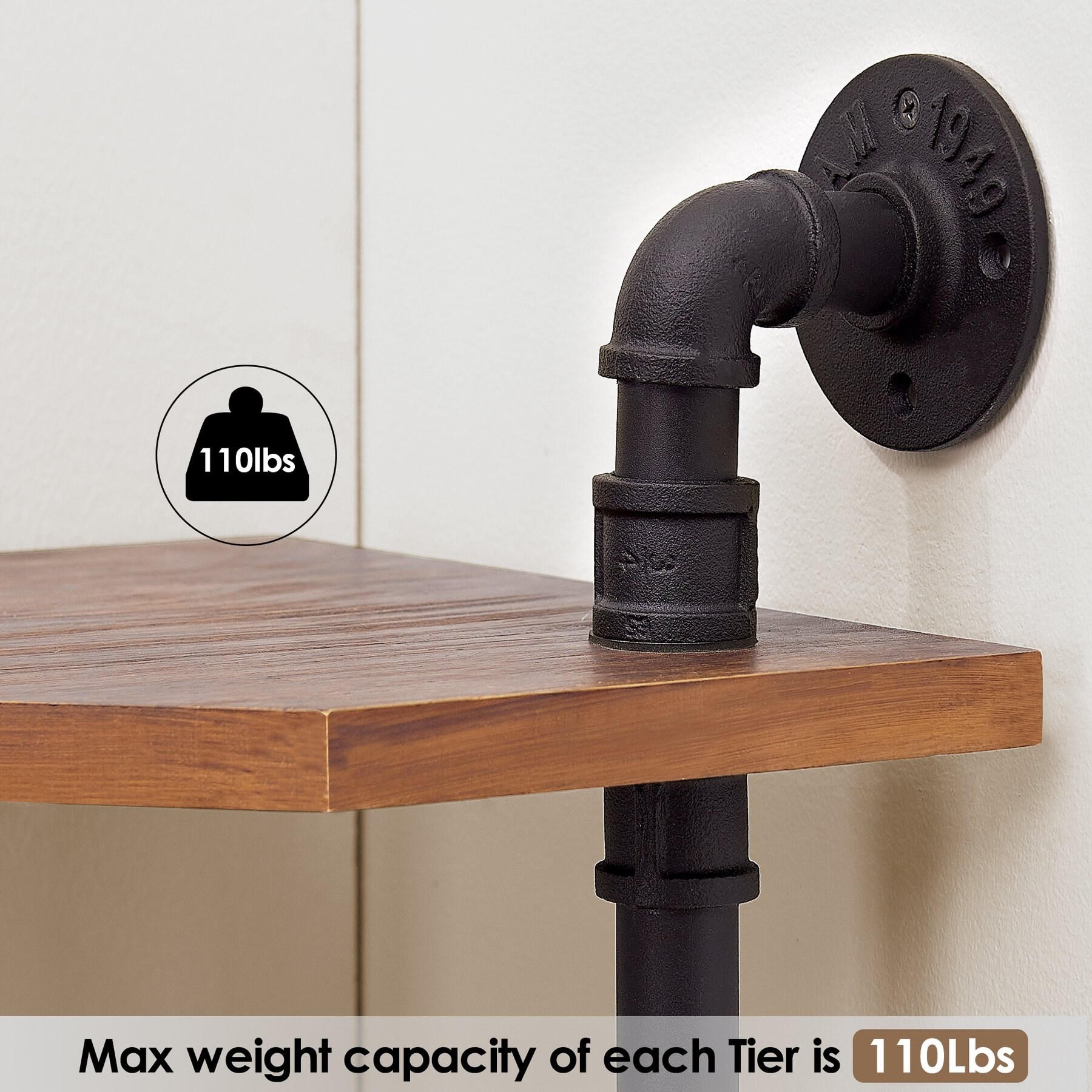 Industrial Wall Mount Pipe Shelves 3 4 5 Tier Solid Wood Corner Shelf Overstock 32631625