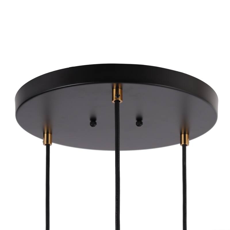 Haye Modern 3-Light Glass Chandelier Black Gold Cluster Pendant Lights for Kitchen Island - 15.5" D x 10" H