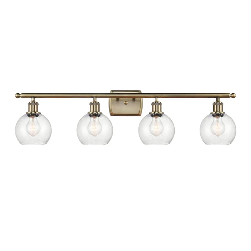 Innovations Lighting Athens - 4 Light 36" Bath Vanity Light - 6" Shade - Seedy/Antique Brass Finish