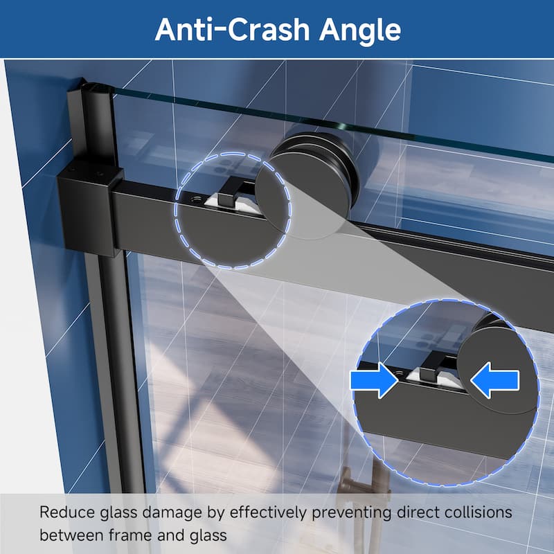 60 in. W x 72 in. H Sliding Semi-Frameless Shower Door with Tempered Glass - 60" x 72"