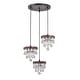 preview thumbnail 5 of 8, Minah Antique Copper 3-Light Cluster Cylinder Pendant Light with 5-Tier Hanging Crystals