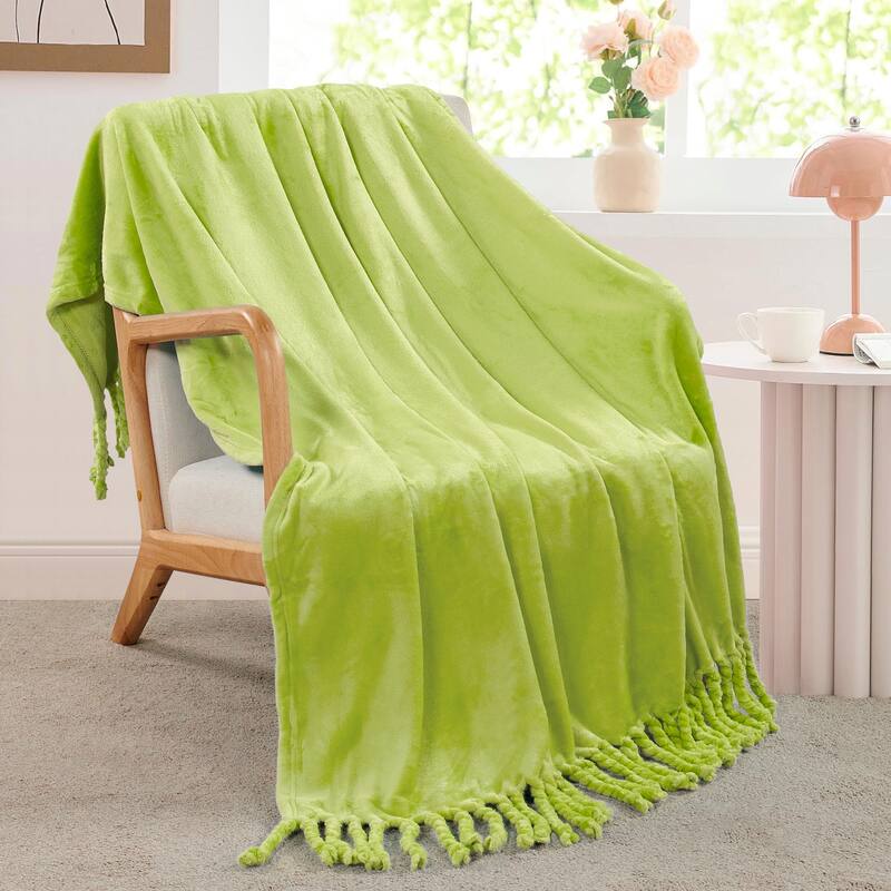 Rope Braided Flannel Fleece Throw - 60'' x 80'' - Oasis Green