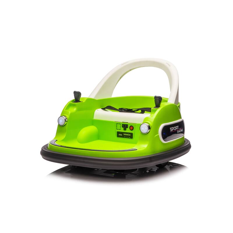 12V Ride On Bumper Car W/Remote Control, LED Lights, Vehicle Body With Anti-Collision Padding Five-Point Safety Belt - Green