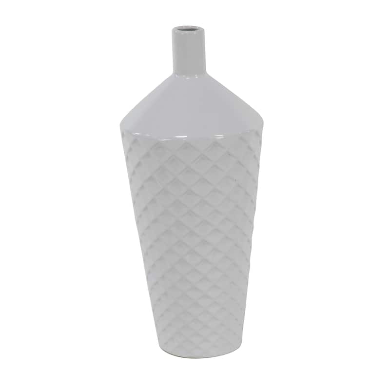 Porcelain Ceramic Vase - Set of 3 White - Roche River Decor - 7"W x 7"L x 15"H