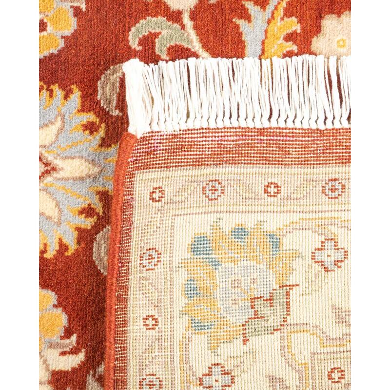 Overton Hand Knotted Wool Vintage Inspired Traditional Mogul Orange Area Rug - 3 x 5