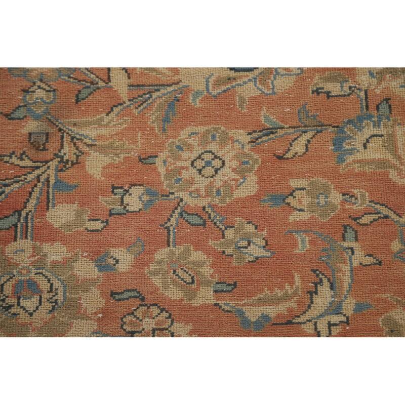 Hand Knotted Oriental 100% Wool Carpet Traditional Floral Oranges & Rust Kashan Area Rug - 13' 2'' X 9' 7''