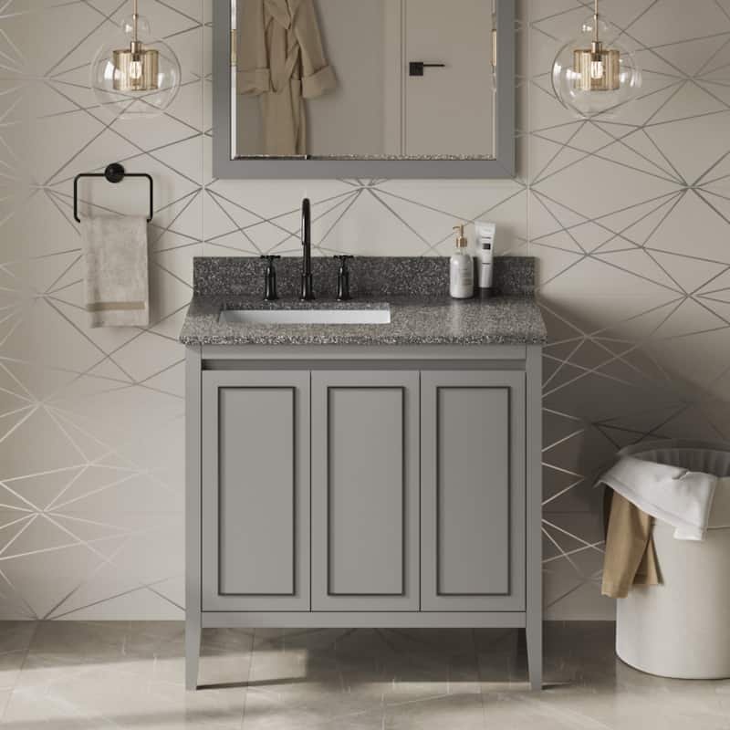 Jeffrey Alexander VKITPER36R-MARBLE Percival II 36" Free Standing - Grey / Boulder - Steel Finish