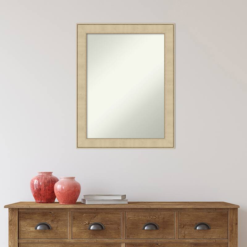 Non-Beveled Bathroom Wall Mirror - Classic Honey Silver Frame