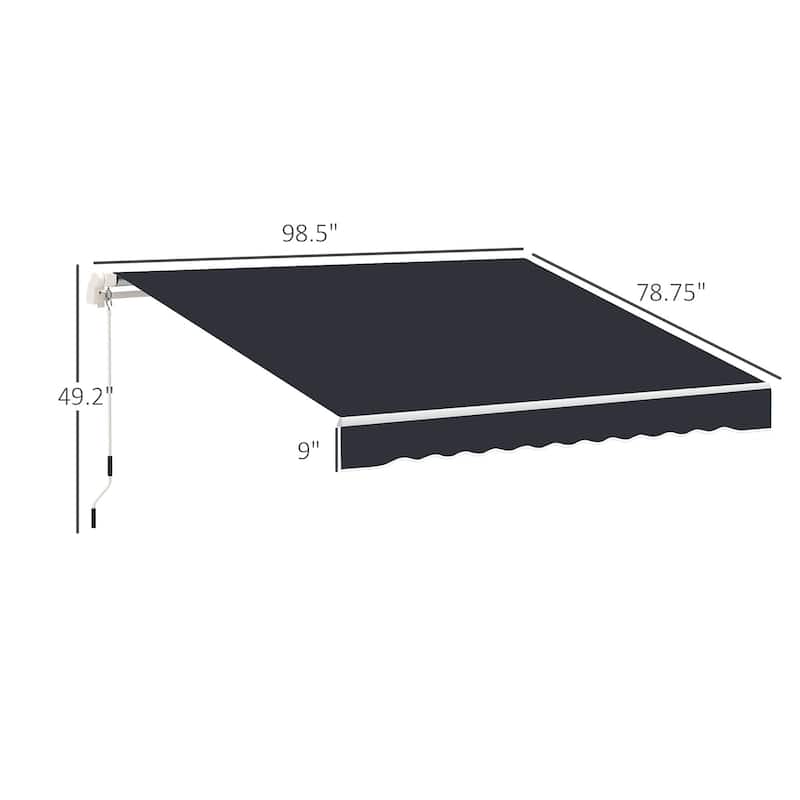 8' x 7' Manual Retractable Patio Awning, Adjustable Sun Shade with Hand Crank, UV Protection for Windows & Doors