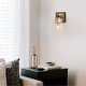 preview thumbnail 2 of 5, Modern Farmhouse Black Gold 1-Light Wall Sconces with Cylinder Glass Shade - 4"L x 6"W x 9.5"H