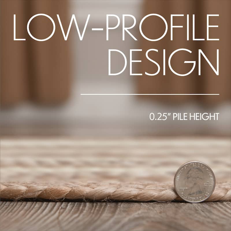 Natural & Creme Jute Rug w/ Pad 8ft Round - 3'6"