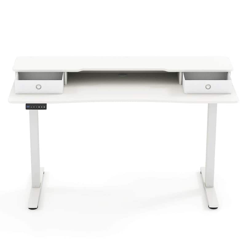 Costway 55"x 24" Electric Standing Desk with 2 Drawers Monitor Stand - See Details