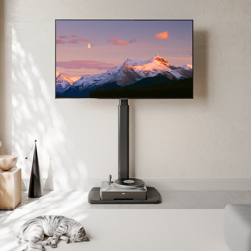 FITUEYES Sturdy Wood Base Floor Stand TV Mount for 32-70 inch TVs - Black