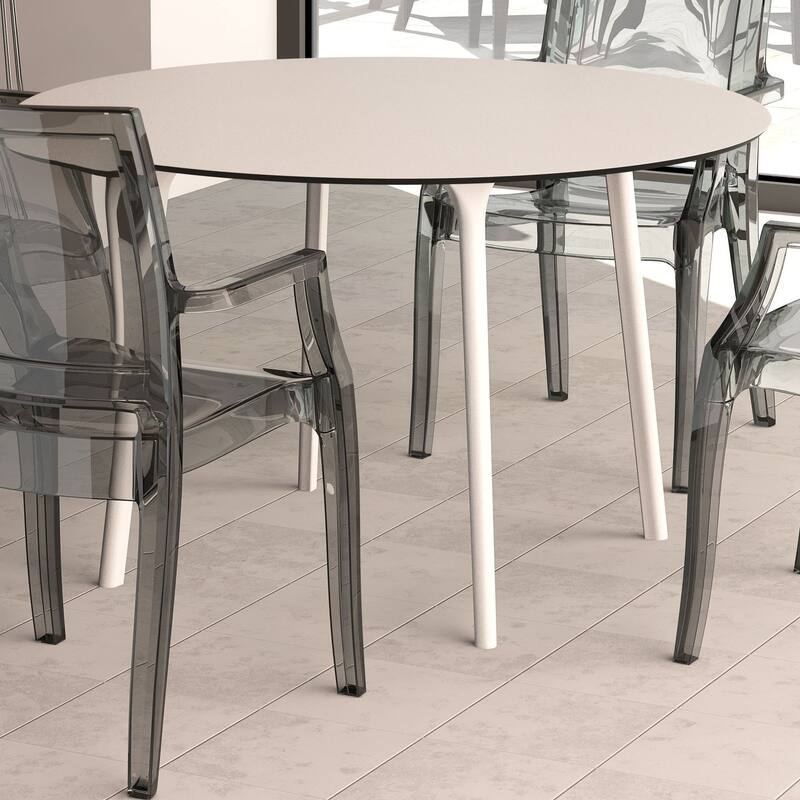 47.5" White Patio Outdoor Round Dining Table