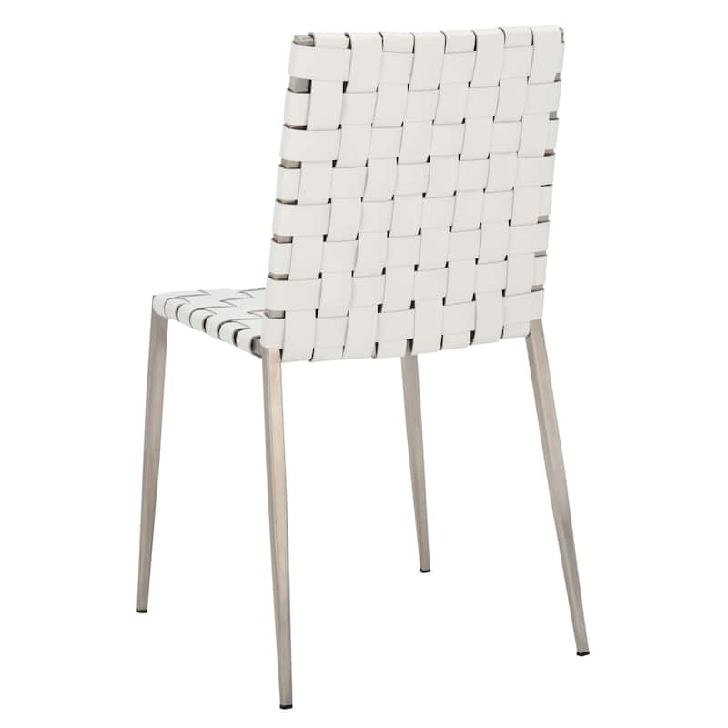 SAFAVIEH Monnie Woven Leather Dining Chair (Set of 2) - 15.8" W x 19.8" L x 33.5" H - 16Wx20Dx34H