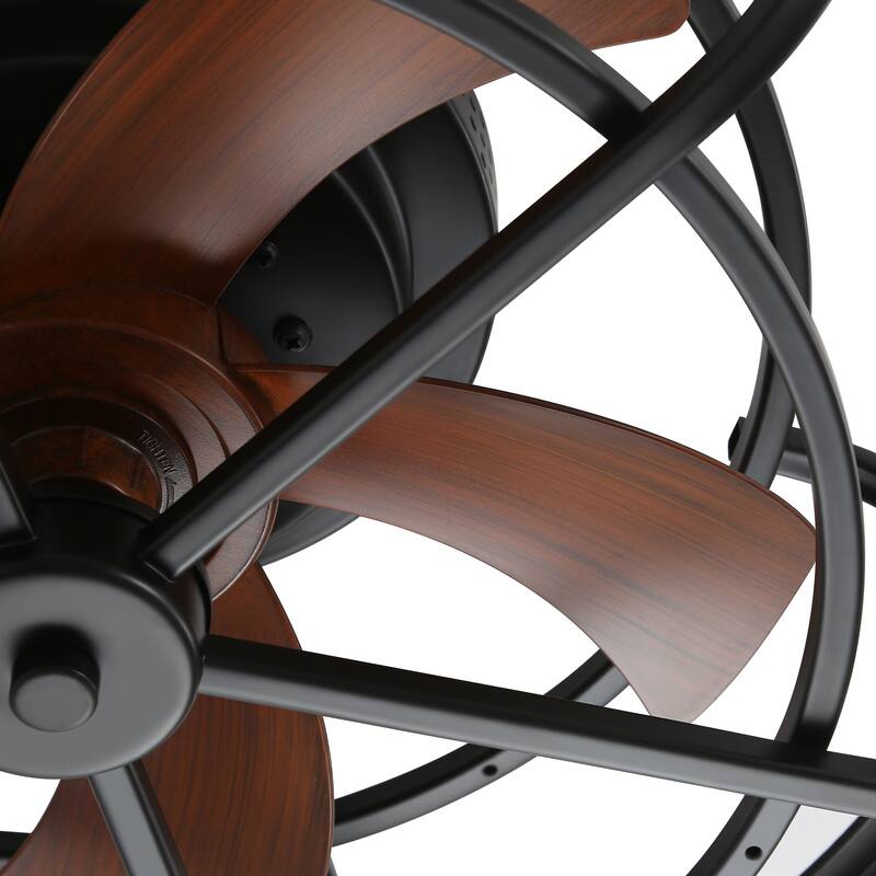19.7" Flush Mount Caged Dimmable LED Ceiling Fan with Light and Remote