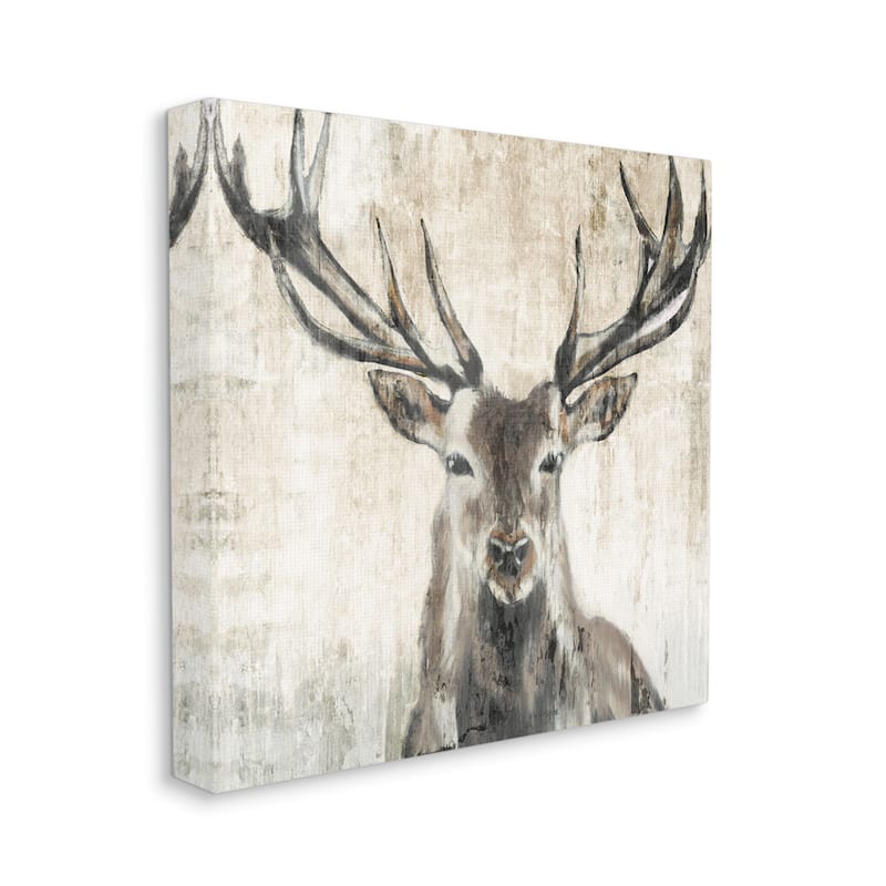 Stupell Industries Rustic Deer Elk Wildlife Portrait Canvas Wall Art by ...