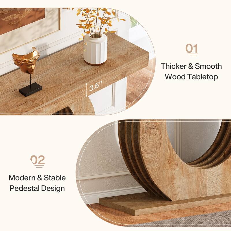 Wood Console Sofa Table, 63-Inch Rustic Farmhouse Entryway Table