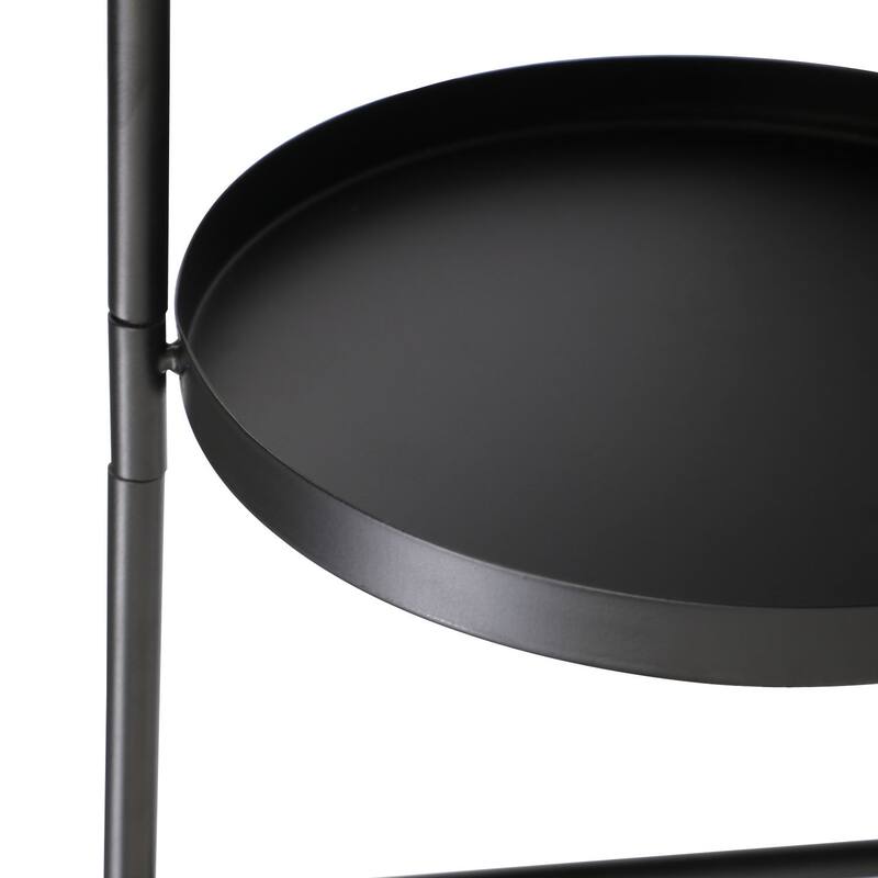 3 Tier Foldable Metal Plant Stand with Trays for Living Room Bedroom - 21.46*11.02*29.92