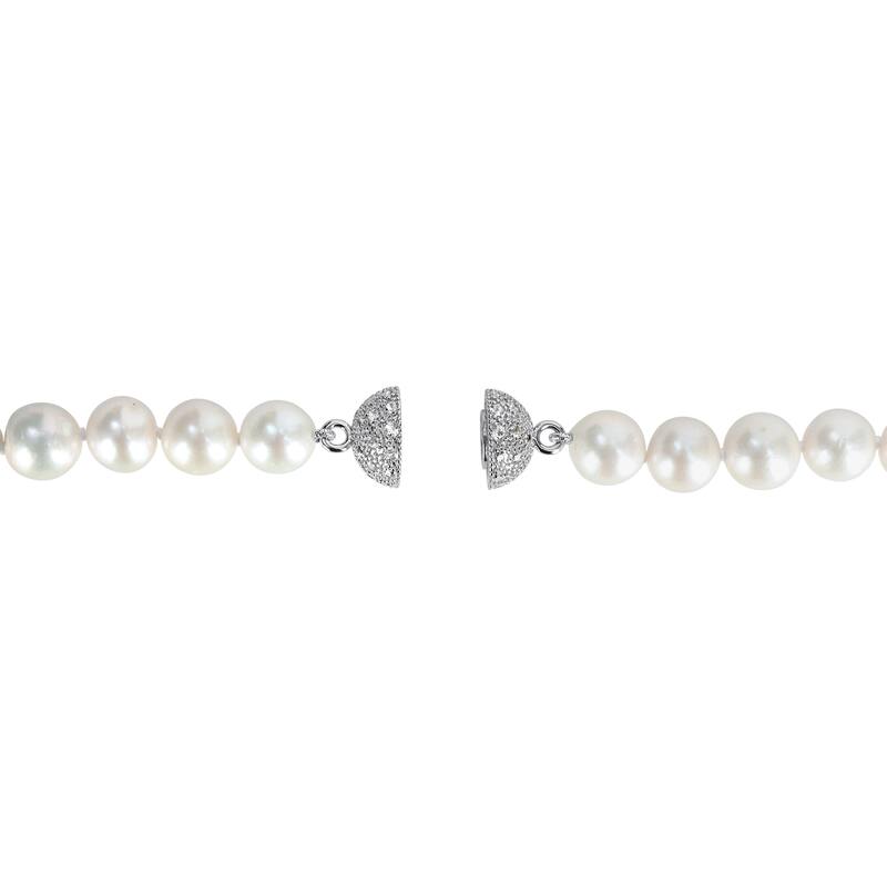 Miadora Cultured Freshwater Edison Pearl Necklace 1/2ct TGW Created White Sapphire in Sterling Silver