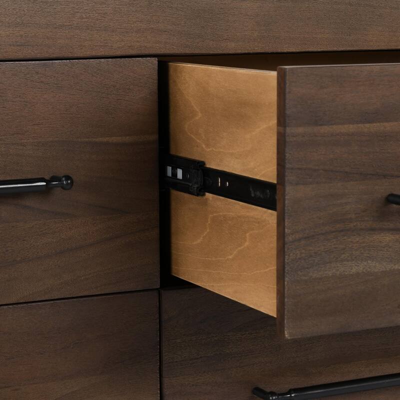 Classic Home Jaxon Nine-Drawer Acacia Wood Dresser in Cocoa Brown