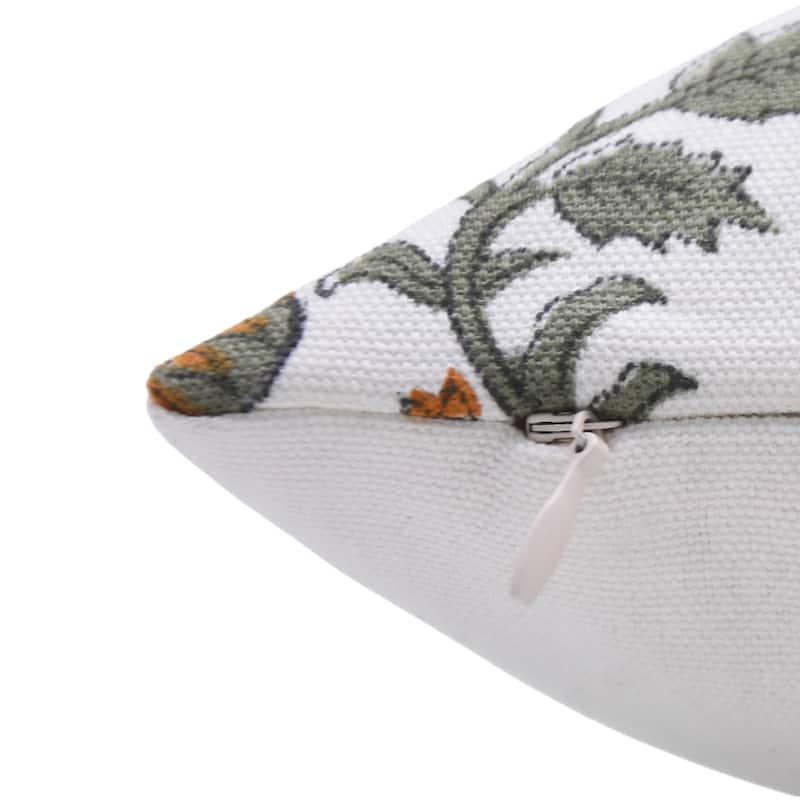 Cotton White Farmhouse Block print pillow Cover - Madhubala