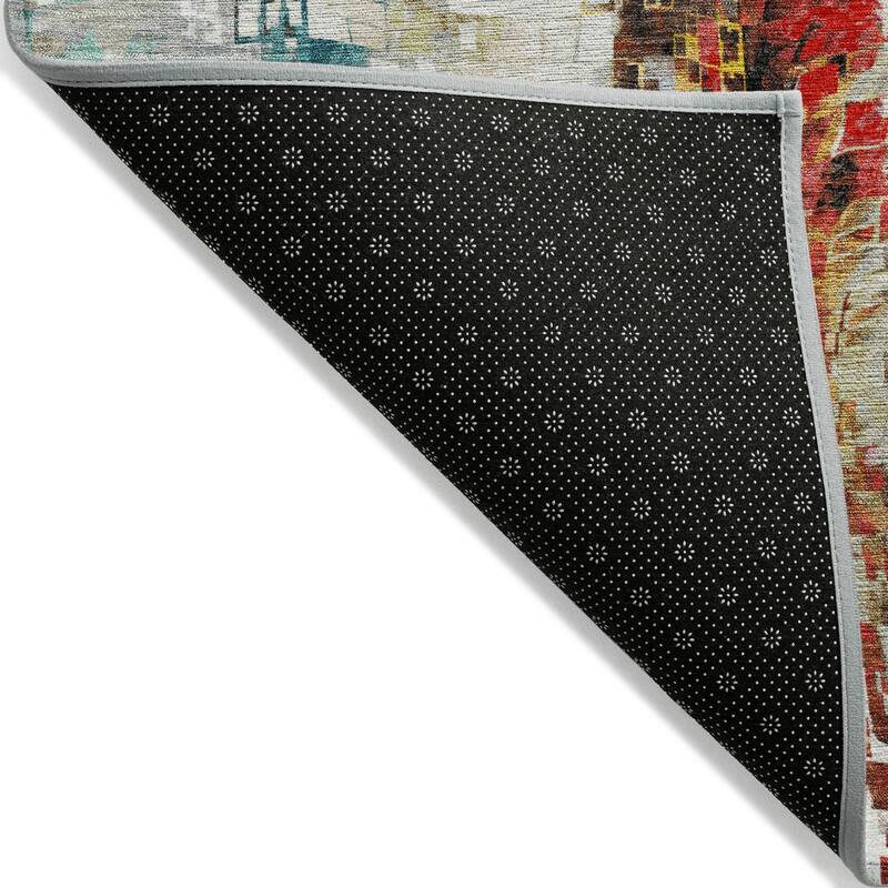 Machine Washable Indoor/ Outdoor Abstract Pixels Chantille Rug