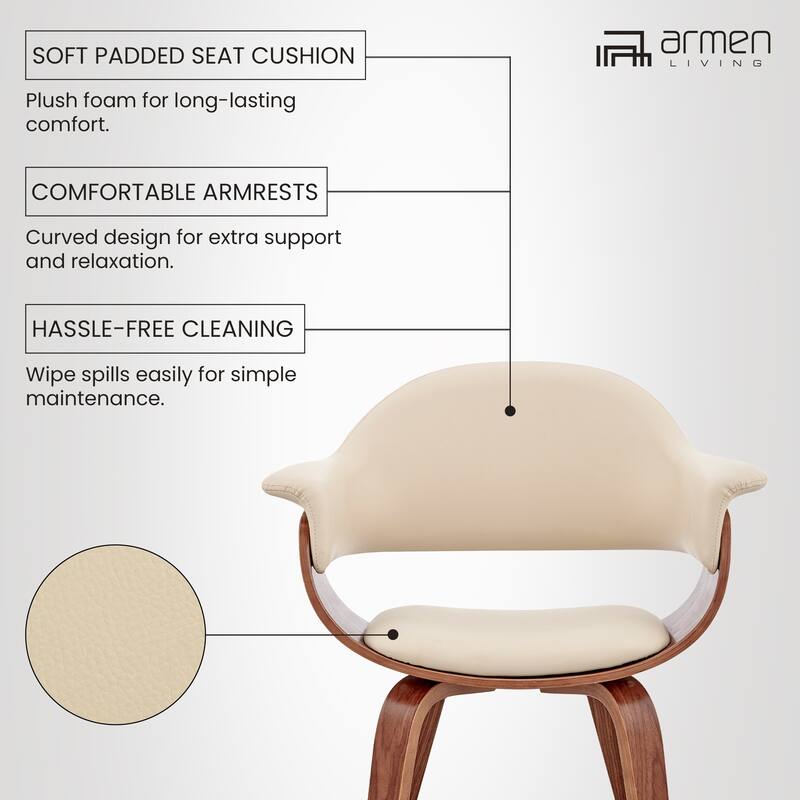 Adalyn Mid Century Modern Faux Leather and Wood Upholstered Dining Chair
