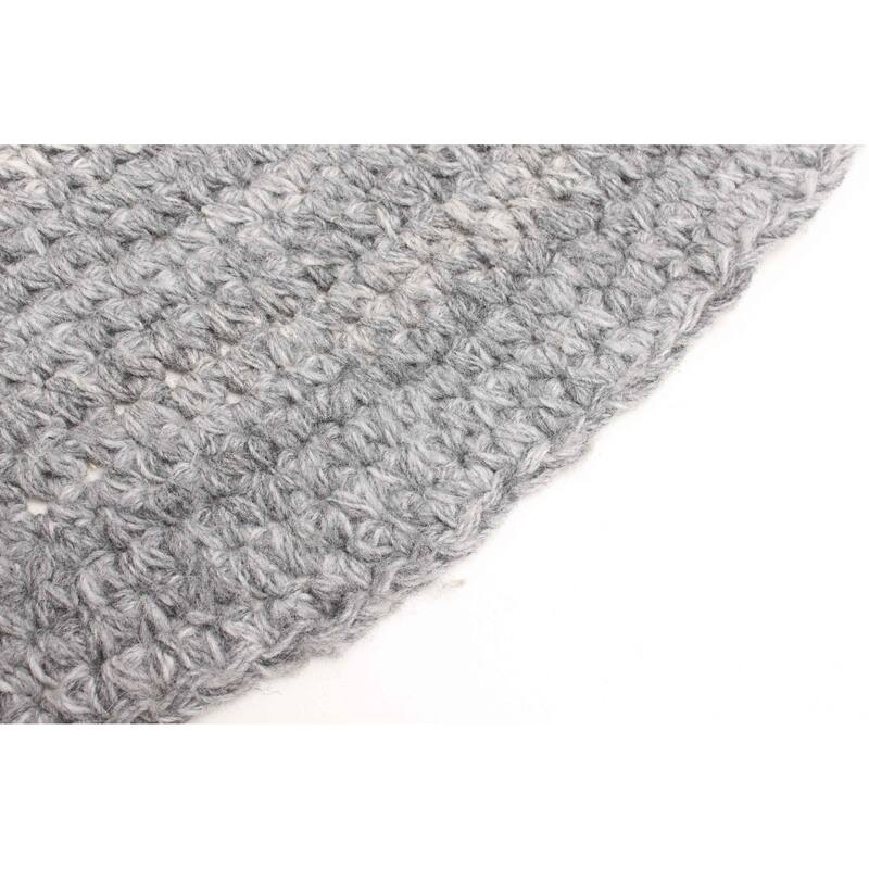 ECARPETGALLERY Braid weave Sienna Light Grey Wool Rug - 4'0 x 4'0